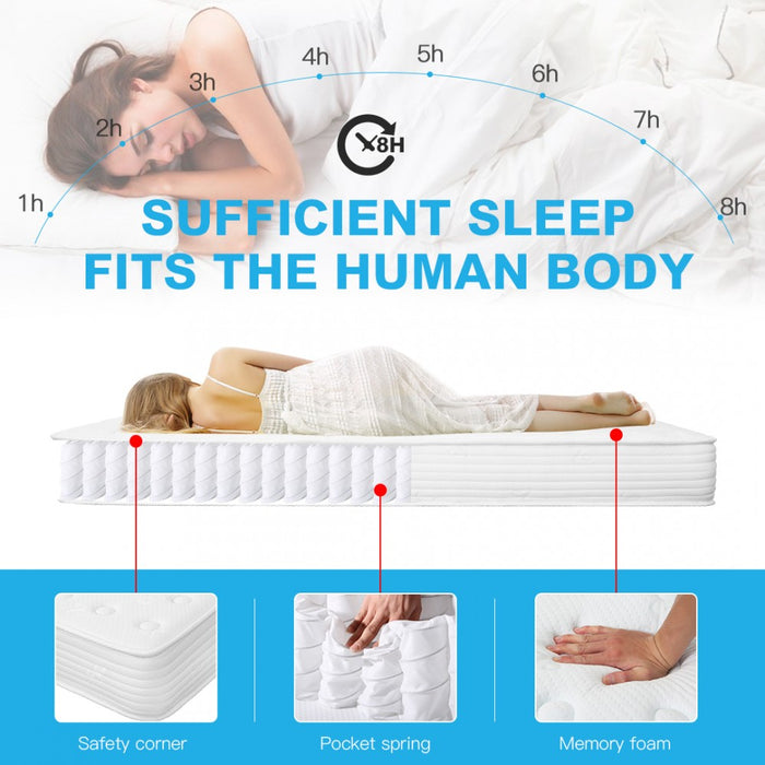 MTS002 - Good Nite Premium King Size Memory Foam Quilted Spring Mattress - Medium Firmness Breathable Fabric Mattress - 150×200×20cm