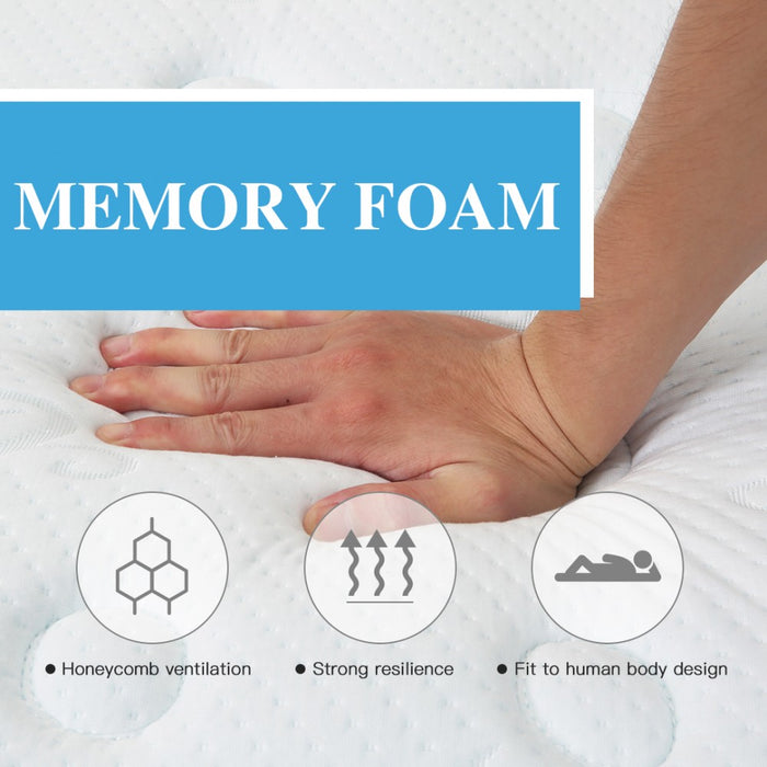 MTS002 - Good Nite Premium King Size Memory Foam Quilted Spring Mattress - Medium Firmness Breathable Fabric Mattress - 150×200×20cm