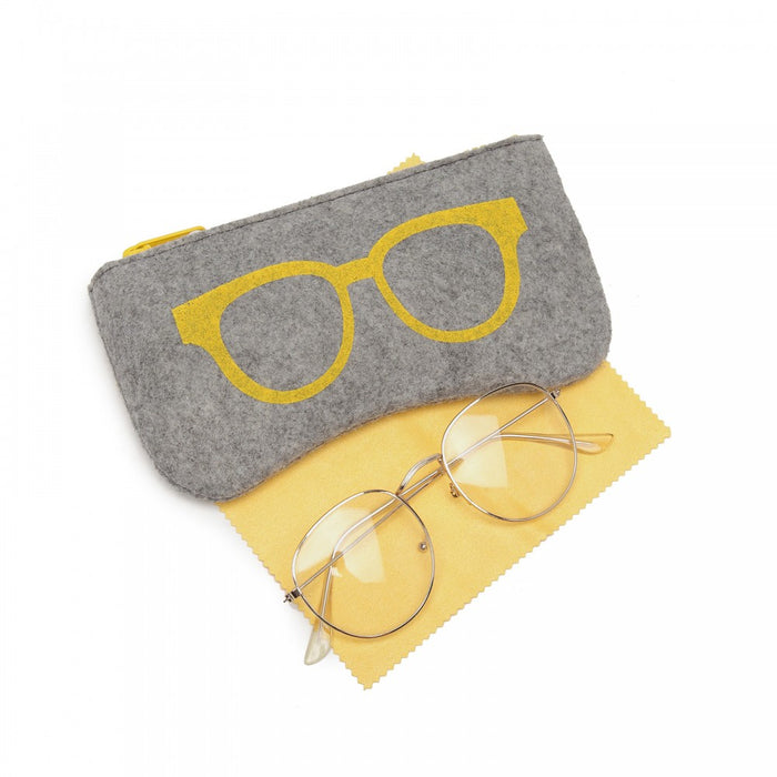 EB2065 - Soft Felt Glasses Case - Grey And Yellow
