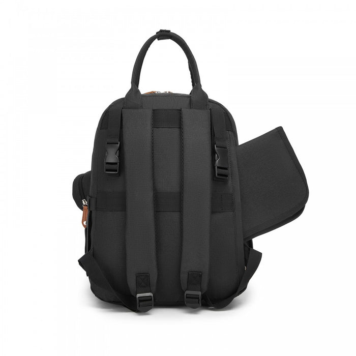BCK2615 - Kono 3-in-1 Mummy Nappy Backpack Set with Changing Mat & Insulated Pacifier Pouch - Black