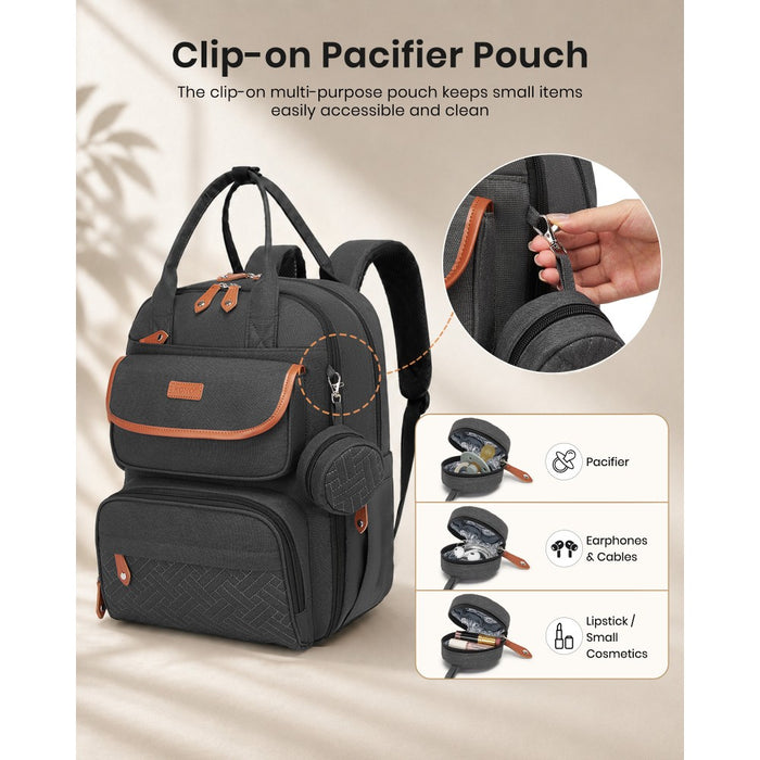 BCK2615 - Kono 3-in-1 Mummy Nappy Backpack Set with Changing Mat & Insulated Pacifier Pouch - Grey