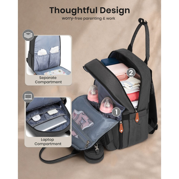 BCK2615 - Kono 3-in-1 Mummy Nappy Backpack Set with Changing Mat & Insulated Pacifier Pouch - Grey