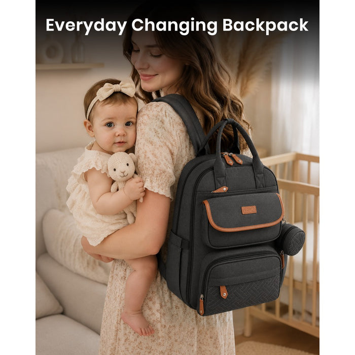 BCK2615 - Kono 3-in-1 Mummy Nappy Backpack Set with Changing Mat & Insulated Pacifier Pouch - Grey