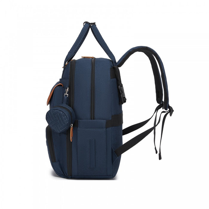 BCK2615 - Kono 3-in-1 Mummy Nappy Backpack Set with Changing Mat & Insulated Pacifier Pouch - Navy