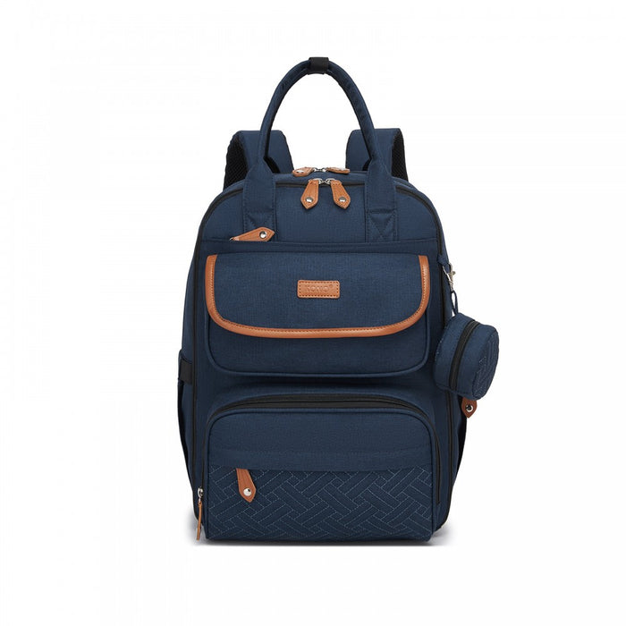 BCK2615 - Kono 3-in-1 Mummy Nappy Backpack Set with Changing Mat & Insulated Pacifier Pouch - Navy