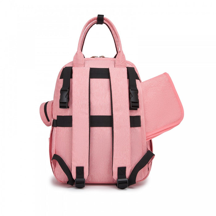 BCK2615 - Kono 3-in-1 Mummy Nappy Backpack Set with Changing Mat & Insulated Pacifier Pouch - Pink