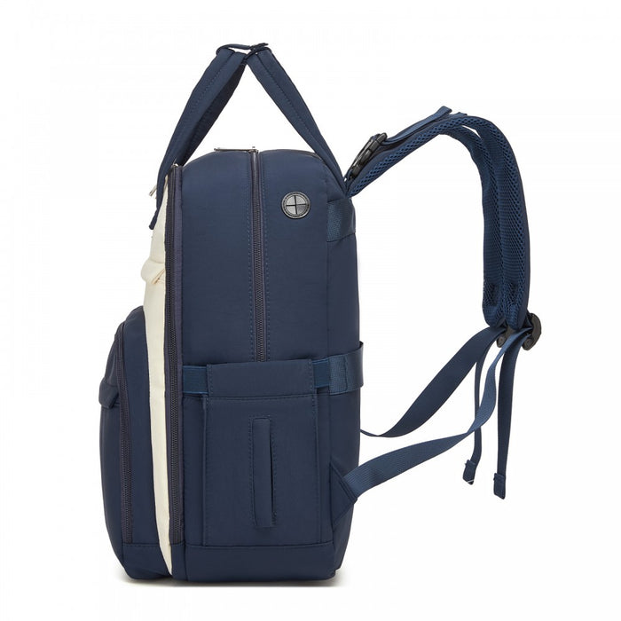 BCK2623 - Kono 2-in-1 Nappy Changing Backpack Set, Large Capacity Diaper Bag With Changing Mat - Navy And Beige