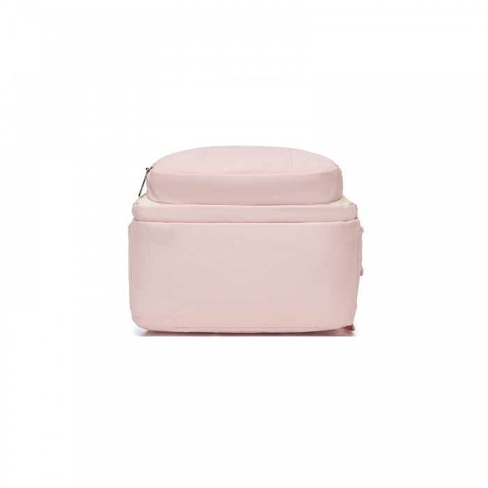 BCK2623 - Kono 2-in-1 Nappy Changing Backpack Set, Large Capacity Diaper Bag With Changing Mat - Pink And Beige
