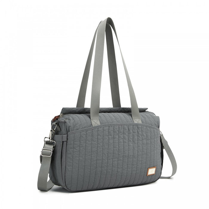 BCM2517 - Miss Lulu Stylish and Spacious Maternity Diaper Bag with Insulated Baby Bottle Pockets,Wet-Dry Separation,Stroller Strap - Grey