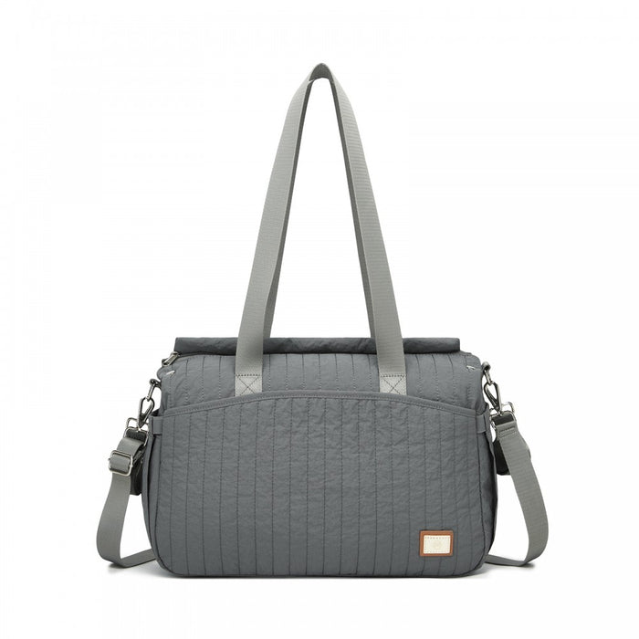 BCM2517 - Miss Lulu Stylish and Spacious Maternity Diaper Bag with Insulated Baby Bottle Pockets,Wet-Dry Separation,Stroller Strap - Grey
