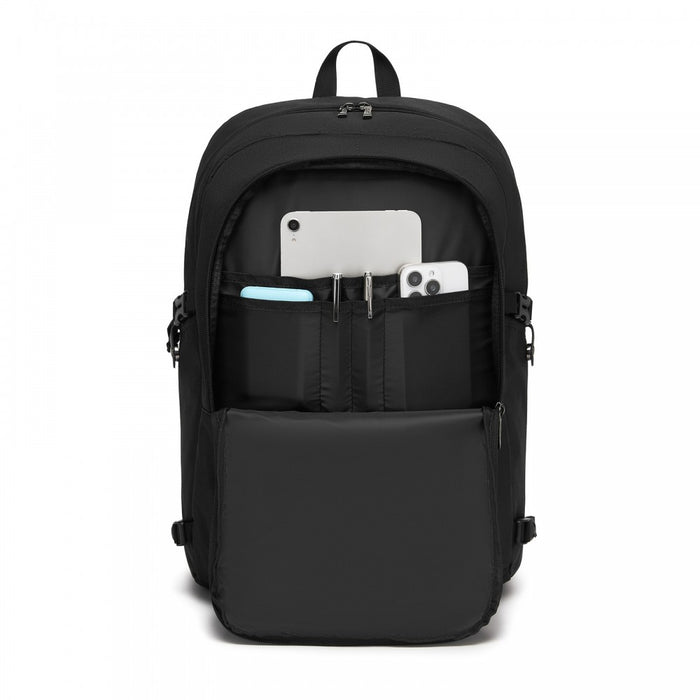 BPK2501 - Kono Modern Urban Style Laptop Backpack – School & Commuter Rucksack with USB & Type-C Charging Port - Black
