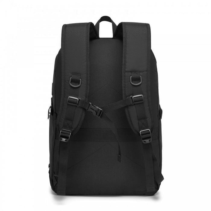 BPK2501 - Kono Modern Urban Style Laptop Backpack – School & Commuter Rucksack with USB & Type-C Charging Port - Black