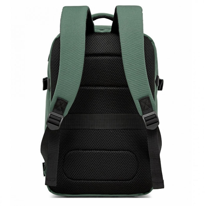 BPK2504 - Kono 20L Cabin Backpack with Red Trim for 15.6” Laptop – Water-Resistant Travel Daypack with Luggage Strap - Green