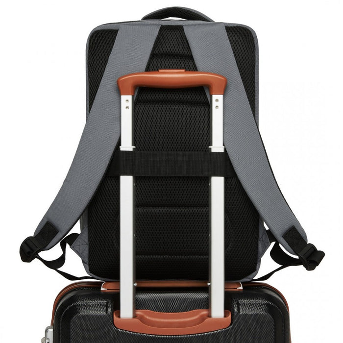 BPK2504 - Kono 20L Cabin Backpack with Red Trim for 15.6” Laptop – Water-Resistant Travel Daypack with Luggage Strap - Grey