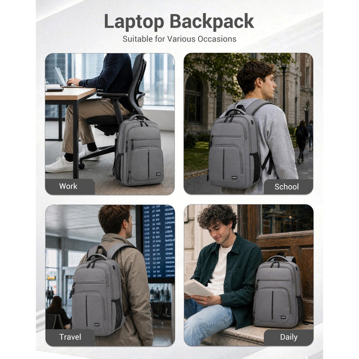 BPK2518 - Kono Laptop Backpack with 15.6" Laptop Compartment, Comfortable & Durable for Work and Business Trips - Grey