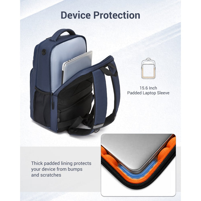 BPK2518 - Kono Laptop Backpack with 15.6" Laptop Compartment, Comfortable & Durable for Work and Business Trips - Navy
