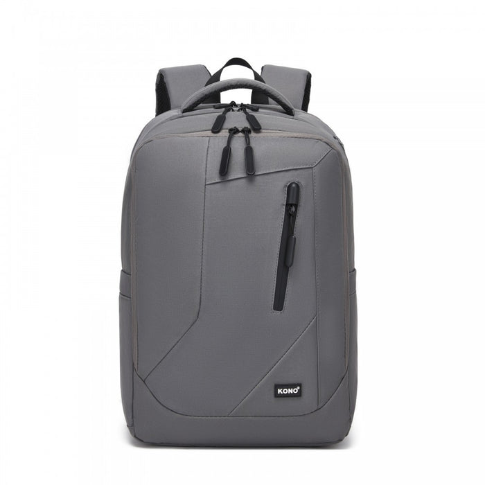 BPK2519 - Kono Laptop Backpack with 15.6" Laptop Compartment, Stylish Commuter Bag with Reflective Straps - Grey