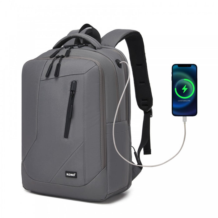 BPK2519 - Kono Laptop Backpack with 15.6" Laptop Compartment, Stylish Commuter Bag with Reflective Straps - Grey