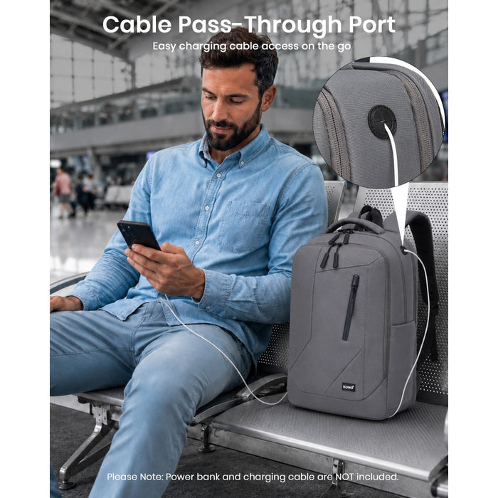 BPK2519 - Kono Laptop Backpack with 15.6" Laptop Compartment, Stylish Commuter Bag with Reflective Straps - Grey