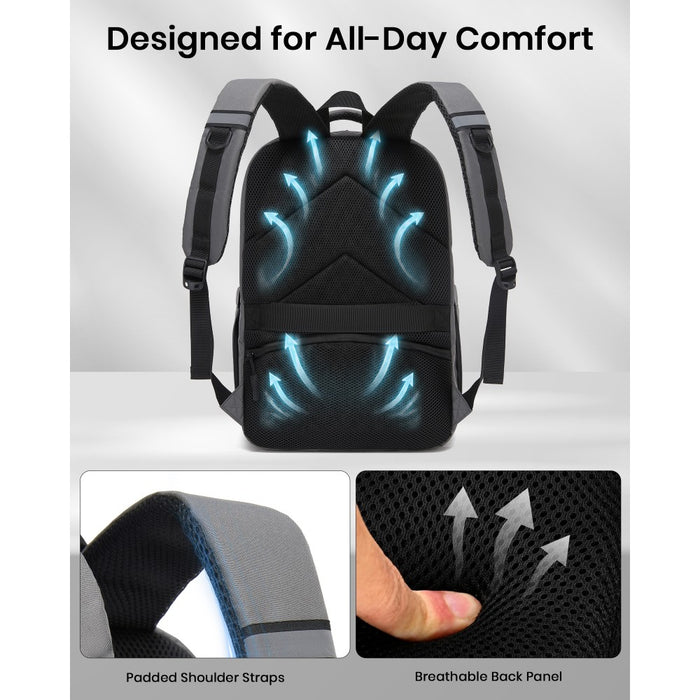 BPK2519 - Kono Laptop Backpack with 15.6" Laptop Compartment, Stylish Commuter Bag with Reflective Straps - Grey