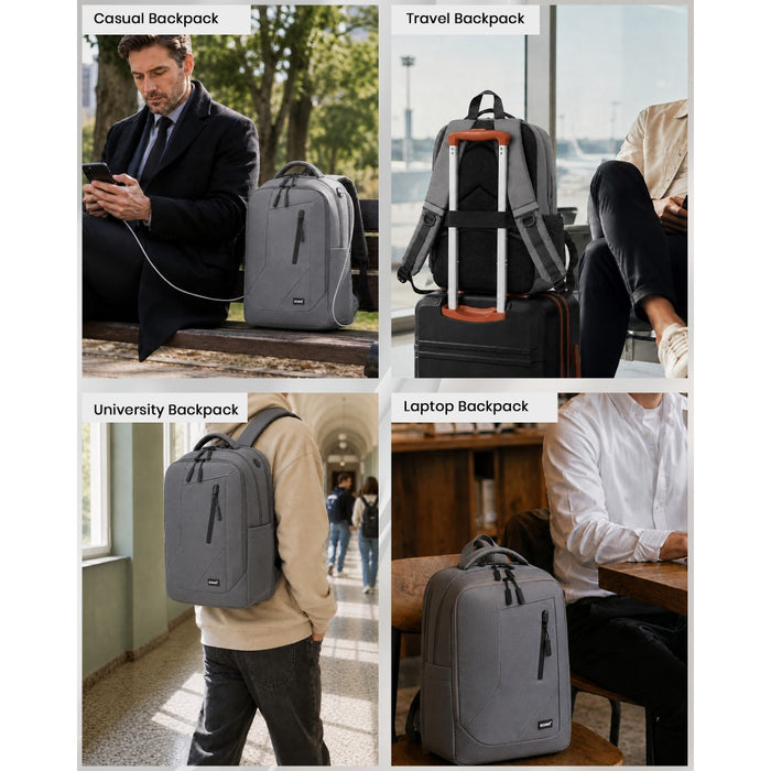 BPK2519 - Kono Laptop Backpack with 15.6" Laptop Compartment, Stylish Commuter Bag with Reflective Straps - Grey