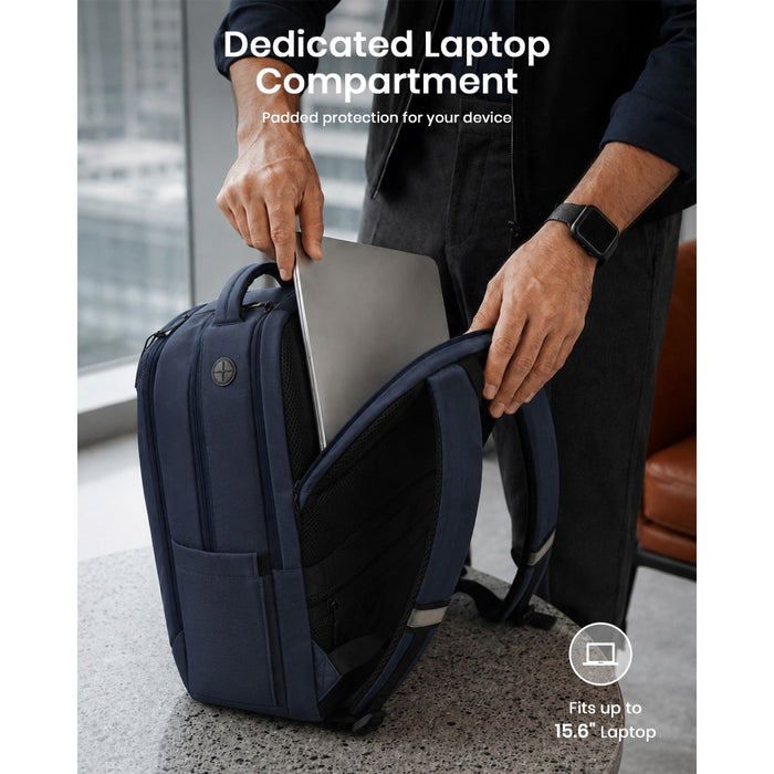 BPK2519 - Kono Laptop Backpack with 15.6" Laptop Compartment, Stylish Commuter Bag with Reflective Straps - Navy