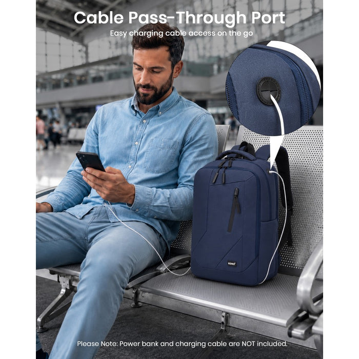 BPK2519 - Kono Laptop Backpack with 15.6" Laptop Compartment, Stylish Commuter Bag with Reflective Straps - Navy