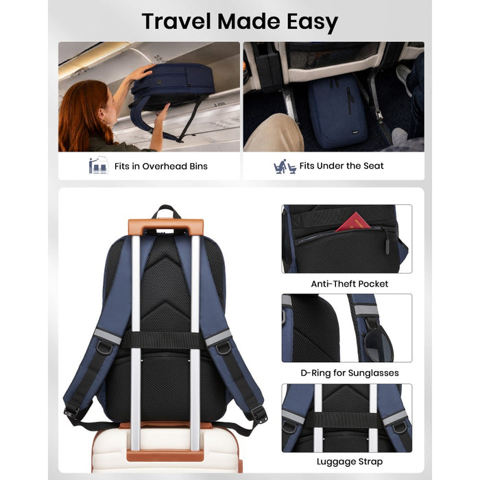 BPK2519 - Kono Laptop Backpack with 15.6" Laptop Compartment, Stylish Commuter Bag with Reflective Straps - Navy