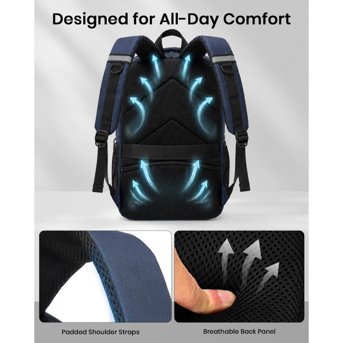 BPK2519 - Kono Laptop Backpack with 15.6" Laptop Compartment, Stylish Commuter Bag with Reflective Straps - Navy