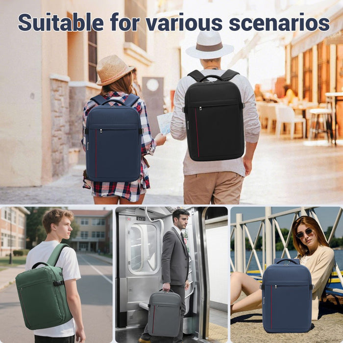 BPK2524 - Kono Spacious and Organised Personal-Item Backpack (40×30×20) with 15.6" Laptop Sleeve, Clamshell Main - Navy
