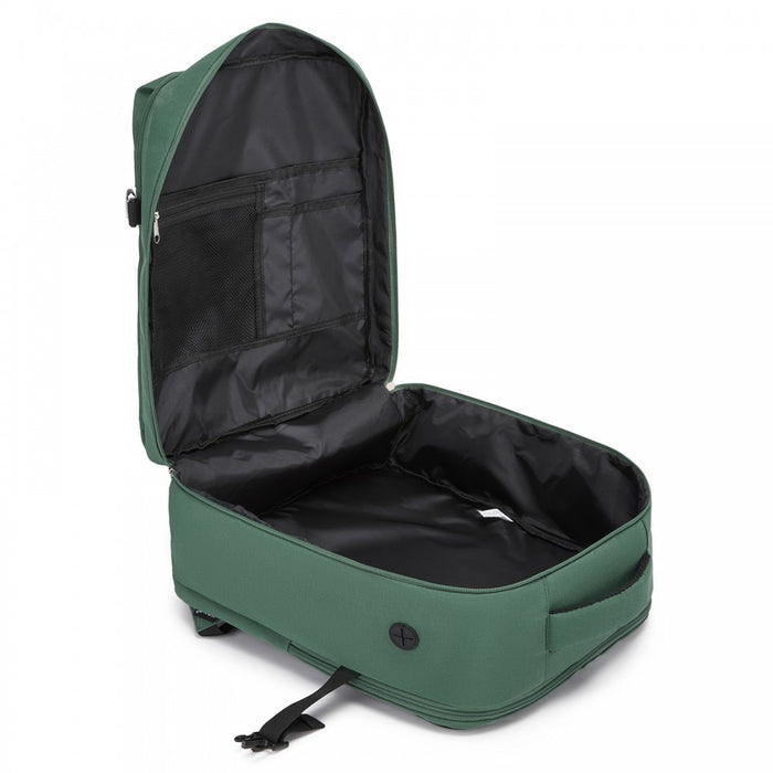 BPK2524L- Kono 32L Upgraded Large Cabin Backpack, 17.3 Inch Laptop Rucksack with Breathable Pressure-Relief Straps & Luggage Trolley Strap for Business Travel - Green