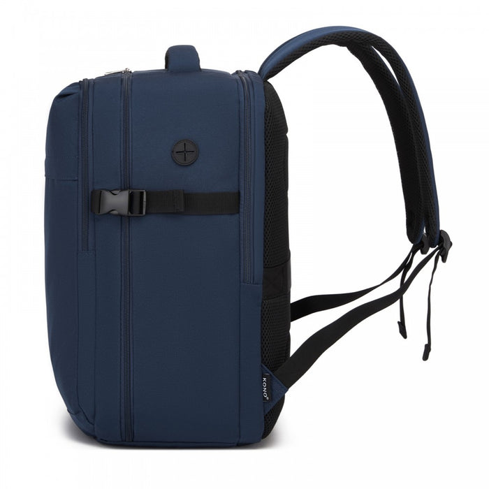 BPK2524L- Kono 32L Upgraded Large Cabin Backpack, 17.3 Inch Laptop Rucksack with Breathable Pressure-Relief Straps & Luggage Trolley Strap for Business Travel - Navy