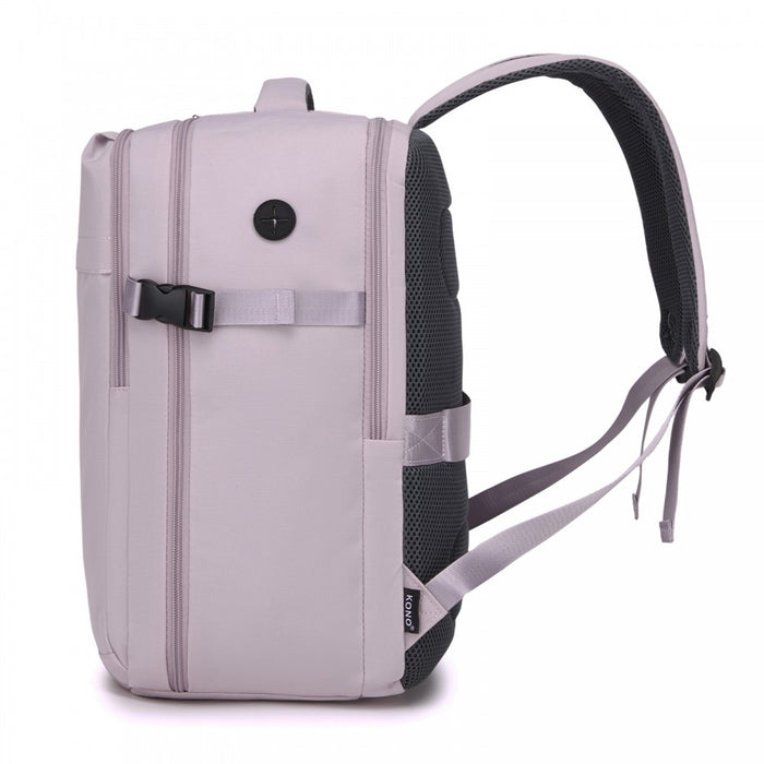 BPK2524L- Kono 32L Upgraded Large Cabin Backpack, 17.3 Inch Laptop Rucksack with Breathable Pressure-Relief Straps & Luggage Trolley Strap for Business Travel - Purple