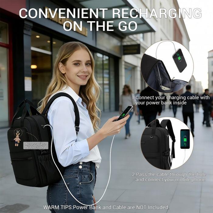 BPK2527 - Kono Functional Water-Resistant Laptop Backpack, Trendy Design with Padded Sleeve and Multiple Practical Compartments - Black