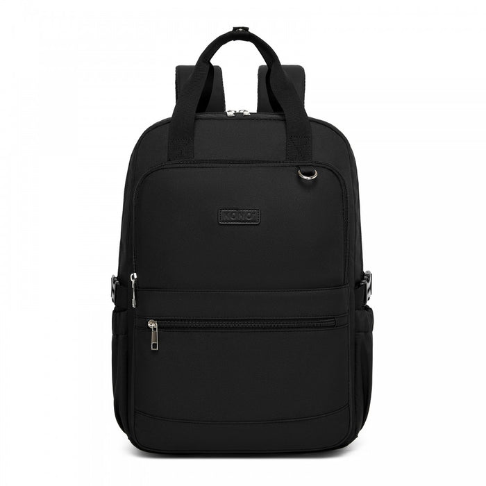 BPK2527 - Kono Functional Water-Resistant Laptop Backpack, Trendy Design with Padded Sleeve and Multiple Practical Compartments - Black