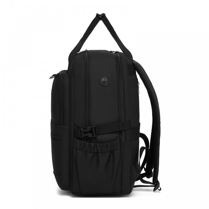 BPK2527 - Kono Functional Water-Resistant Laptop Backpack, Trendy Design with Padded Sleeve and Multiple Practical Compartments - Black