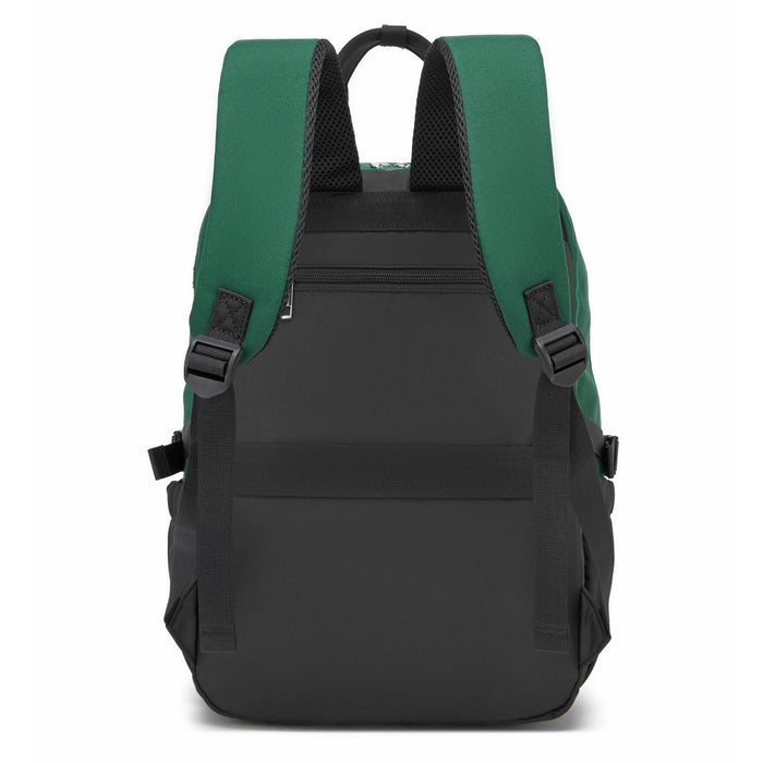BPK2527 - Kono Functional Water-Resistant Laptop Backpack, Trendy Design with Padded Sleeve and Multiple Practical Compartments - Green and Beige