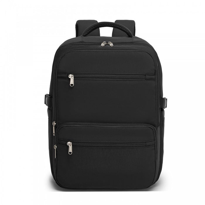 BPK2529 - Kono Compact 15.6" Laptop Travel Backpack - 40x30x20cm, Fits Under Seat Storage, with Trolley Sleeve - Black