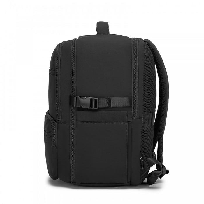 BPK2529 - Kono Compact 15.6" Laptop Travel Backpack - 40x30x20cm, Fits Under Seat Storage, with Trolley Sleeve - Black