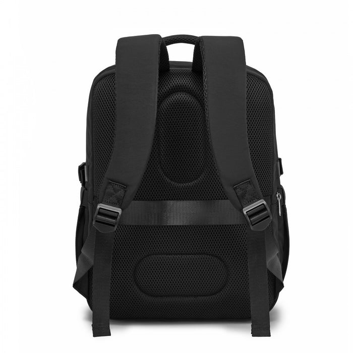 BPK2529 - Kono Compact 15.6" Laptop Travel Backpack - 40x30x20cm, Fits Under Seat Storage, with Trolley Sleeve - Black