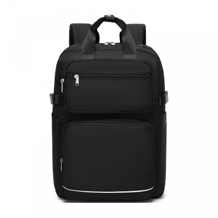 BPK2530 - Kono Spacious Water-Resistant Laptop Backpack for Travel & Commuting - 15.6" Padded Laptop Compartment, Reflective Strip - Black