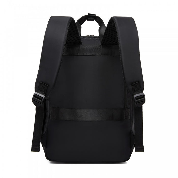 BPK2530 - Kono Spacious Water-Resistant Laptop Backpack for Travel & Commuting - 15.6" Padded Laptop Compartment, Reflective Strip - Black