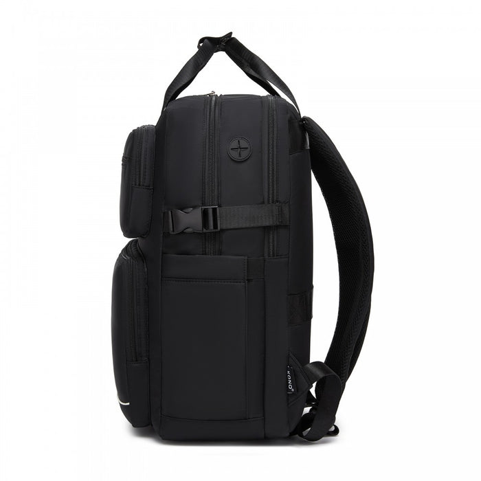 BPK2530 - Kono Spacious Water-Resistant Laptop Backpack for Travel & Commuting - 15.6" Padded Laptop Compartment, Reflective Strip - Black