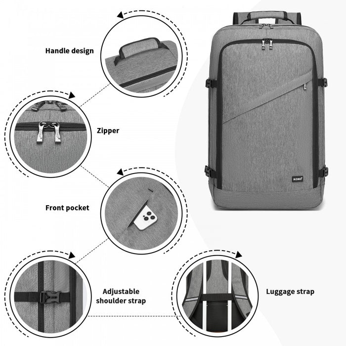 BPK2531L - Kono Multi-purpose Business Large Backpack–Fits 15.6" Laptop, Ideal for Work, Travel & Daily Commute - Grey