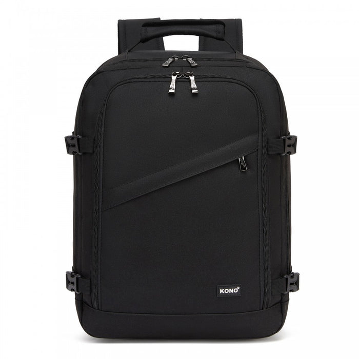 BPK2551 - Kono Flexible Cabin Backpack 30×20×40-Fits 15.6" Laptop, Clamshell Access-Great for Holidays, Work Trips & Commuting - Black