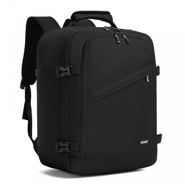 BPK2551 - Kono Flexible Cabin Backpack 30×20×40-Fits 15.6" Laptop, Clamshell Access-Great for Holidays, Work Trips & Commuting - Black