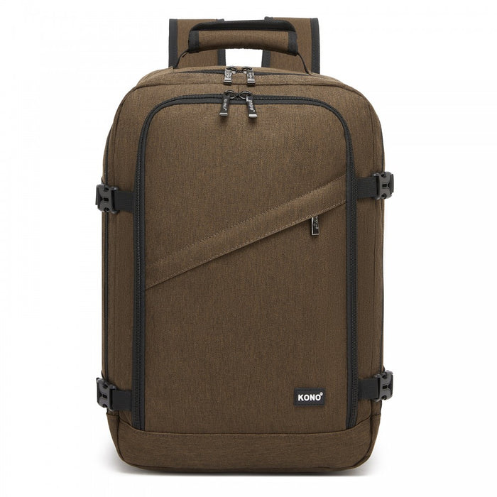 BPK2551 - Kono Flexible Cabin Backpack 30×20×40-Fits 15.6" Laptop, Clamshell Access-Great for Holidays, Work Trips & Commuting - Brown