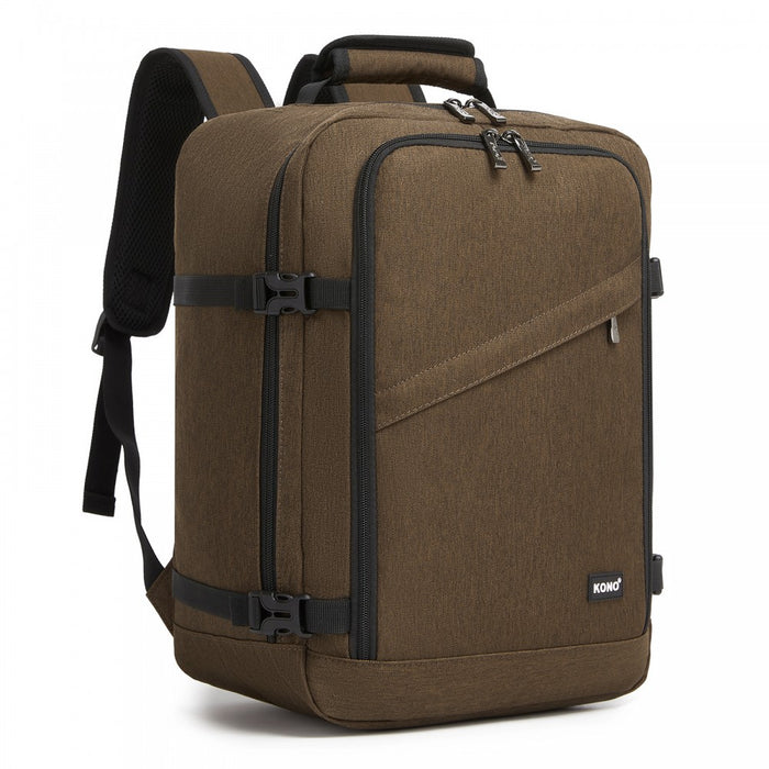 BPK2551 - Kono Flexible Cabin Backpack 30×20×40-Fits 15.6" Laptop, Clamshell Access-Great for Holidays, Work Trips & Commuting - Brown