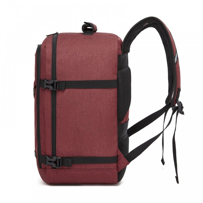BPK2551 - Kono Flexible Cabin Backpack 30×20×40-Fits 15.6" Laptop, Clamshell Access-Great for Holidays, Work Trips & Commuting - Burgundy