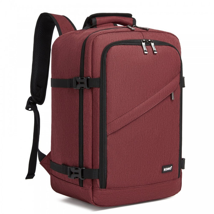BPK2551 - Kono Flexible Cabin Backpack 30×20×40-Fits 15.6" Laptop, Clamshell Access-Great for Holidays, Work Trips & Commuting - Burgundy